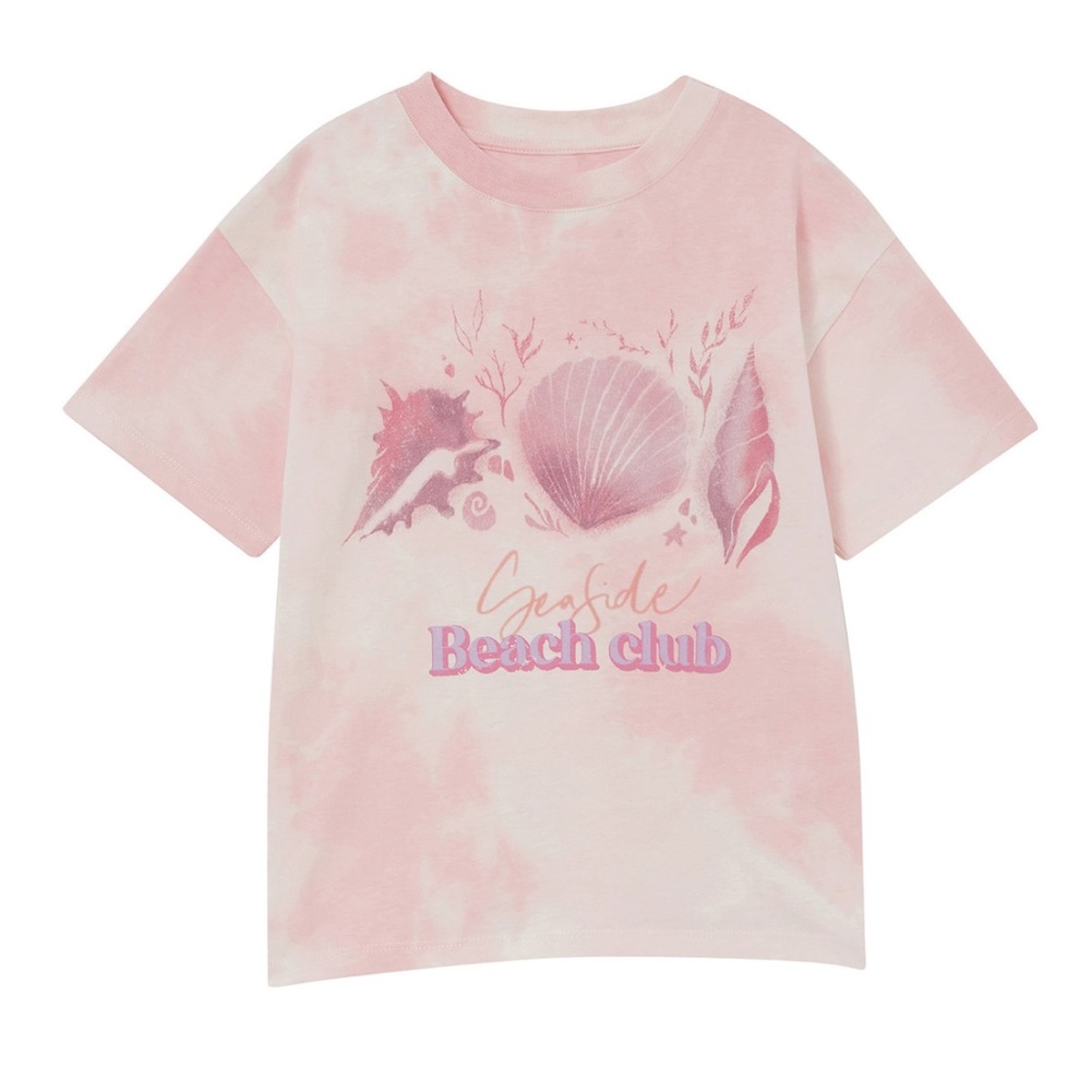 Toddler girl oversized graphic beach tee